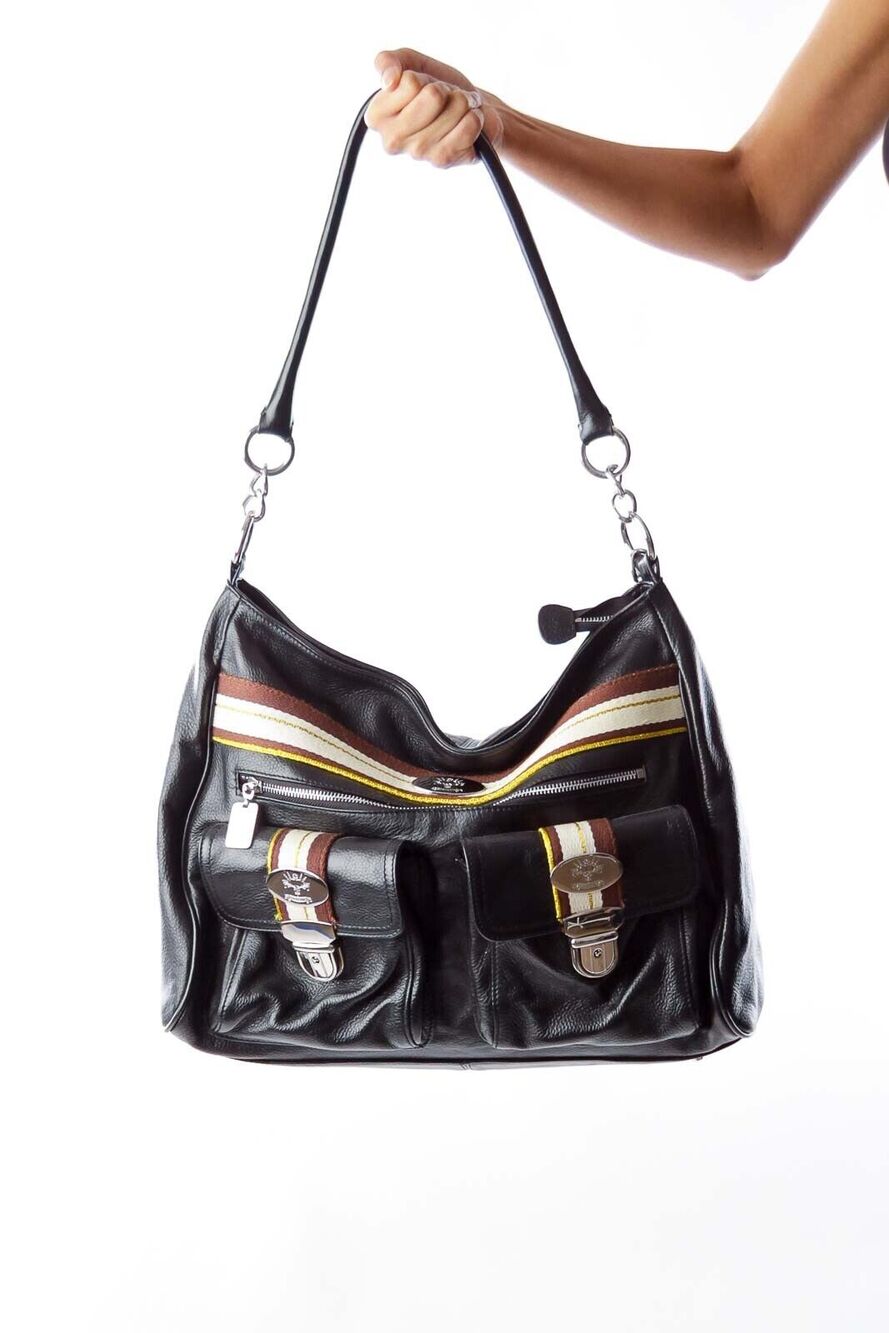 CHRISTINE Price Leather Satchel Shoulder Bag in Black